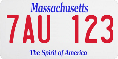 MA license plate 7AU123