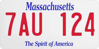 MA license plate 7AU124