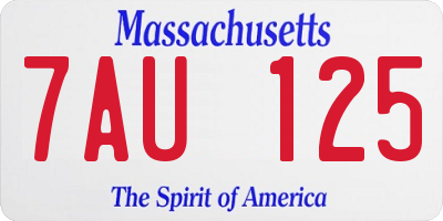 MA license plate 7AU125