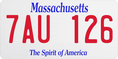 MA license plate 7AU126