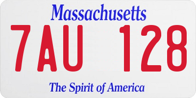 MA license plate 7AU128