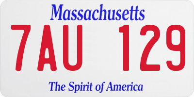 MA license plate 7AU129