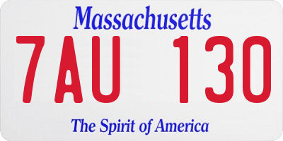 MA license plate 7AU130