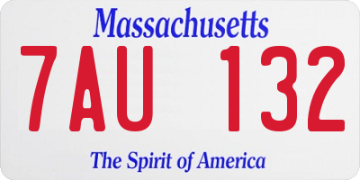 MA license plate 7AU132