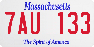 MA license plate 7AU133