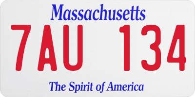 MA license plate 7AU134