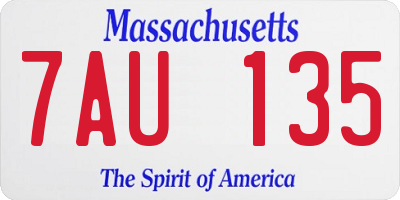 MA license plate 7AU135