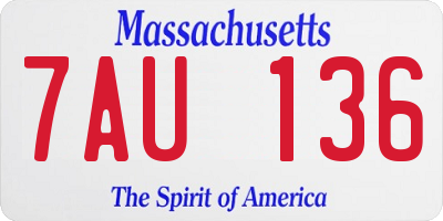 MA license plate 7AU136