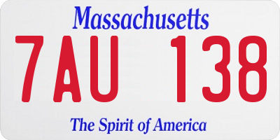 MA license plate 7AU138