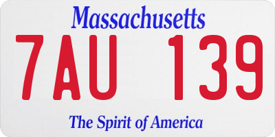 MA license plate 7AU139