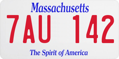 MA license plate 7AU142