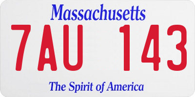 MA license plate 7AU143
