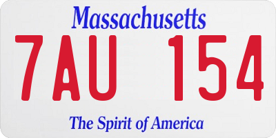 MA license plate 7AU154