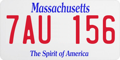 MA license plate 7AU156