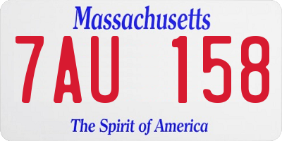MA license plate 7AU158
