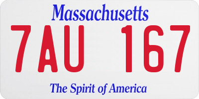 MA license plate 7AU167