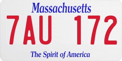 MA license plate 7AU172
