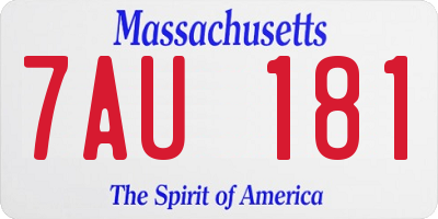 MA license plate 7AU181