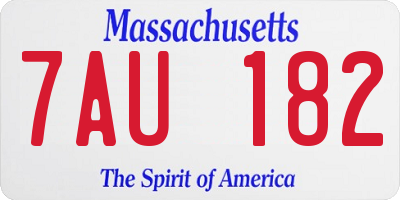 MA license plate 7AU182
