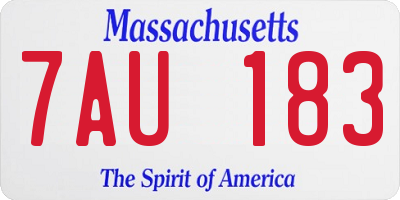 MA license plate 7AU183