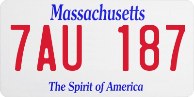 MA license plate 7AU187
