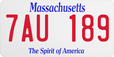 MA license plate 7AU189