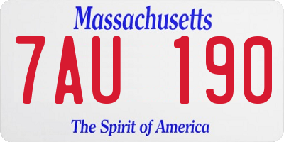 MA license plate 7AU190