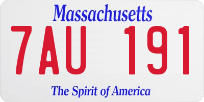 MA license plate 7AU191