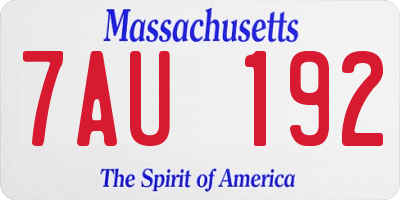MA license plate 7AU192