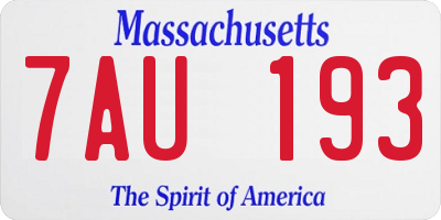 MA license plate 7AU193