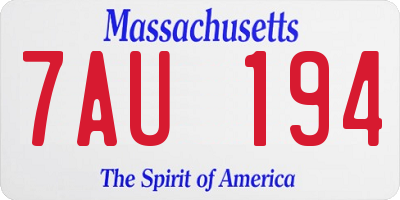 MA license plate 7AU194