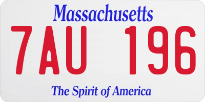 MA license plate 7AU196
