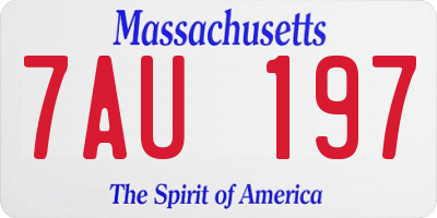 MA license plate 7AU197