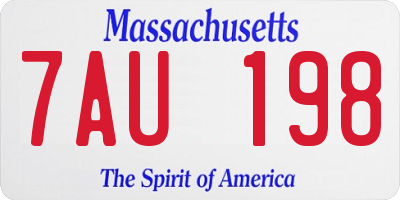 MA license plate 7AU198