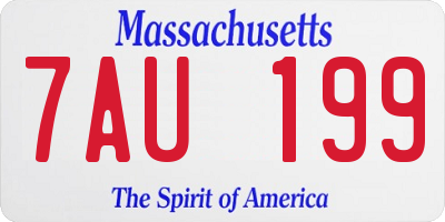 MA license plate 7AU199