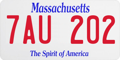 MA license plate 7AU202
