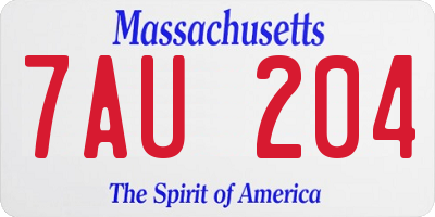 MA license plate 7AU204