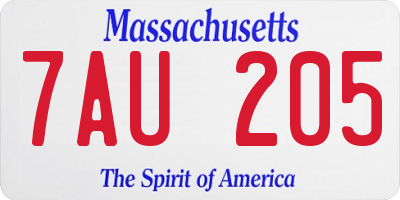 MA license plate 7AU205
