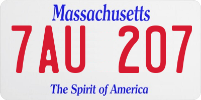 MA license plate 7AU207