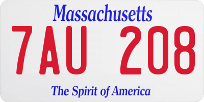 MA license plate 7AU208