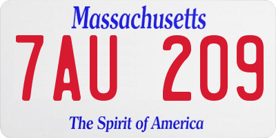 MA license plate 7AU209