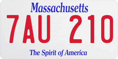 MA license plate 7AU210