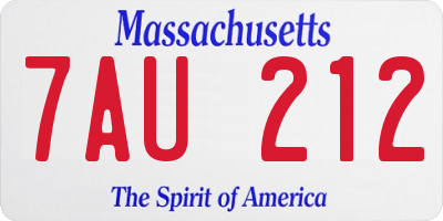 MA license plate 7AU212