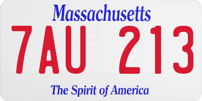 MA license plate 7AU213