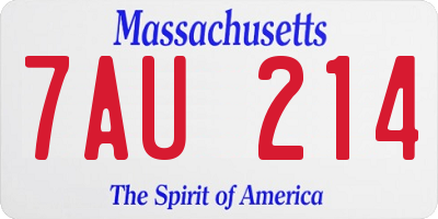 MA license plate 7AU214