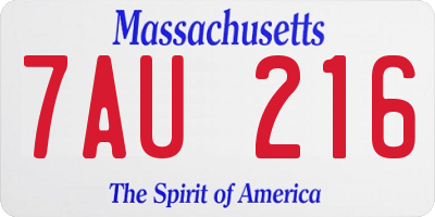 MA license plate 7AU216
