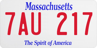 MA license plate 7AU217