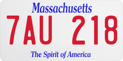 MA license plate 7AU218
