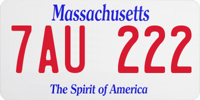 MA license plate 7AU222