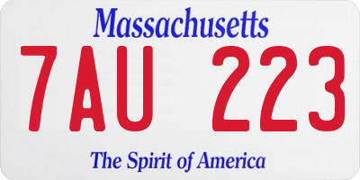 MA license plate 7AU223